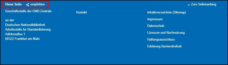 Screenshot von gnd.network - Navigationspunkt "Seite empfehlen" Screenshot von gnd.network - Navigationspunkt "Seite empfehlen"