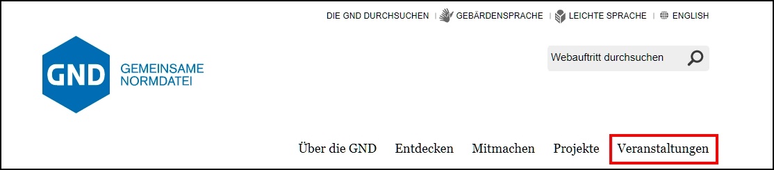 Screenshot von gnd.network - Menüpunkt Veranstaltungen Screenshot von gnd.network - Menüpunkt Veranstaltungen