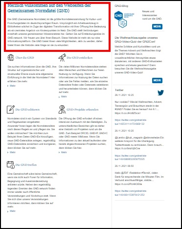 Screenshot von gnd.network - Willkommenstext Screenshot von gnd.network - Willkommenstext